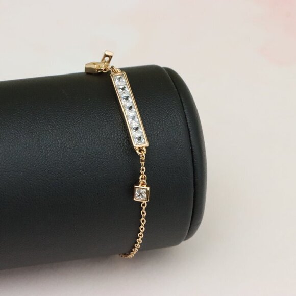 "Rose Gold Chain Bracelet with Bar and CZ Charm, Adjustable Fit, XPBL0756 - Picture 10 of 13